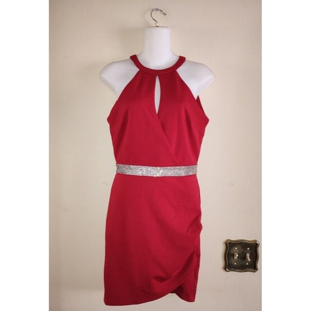 New with tag and small defect A'gasi Party Cocktail Red Dress w Rhinestones Sz M